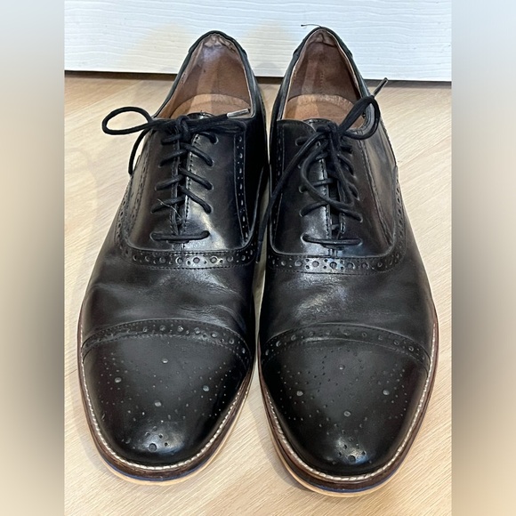 Johnston & Murphy Black Oxford Dress Shoes Lace Up Leather Mens 11.5 EUC - Picture 5 of 12